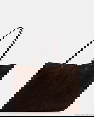 Answear.LAB geanta de mana din piele intoarsa culoarea maro