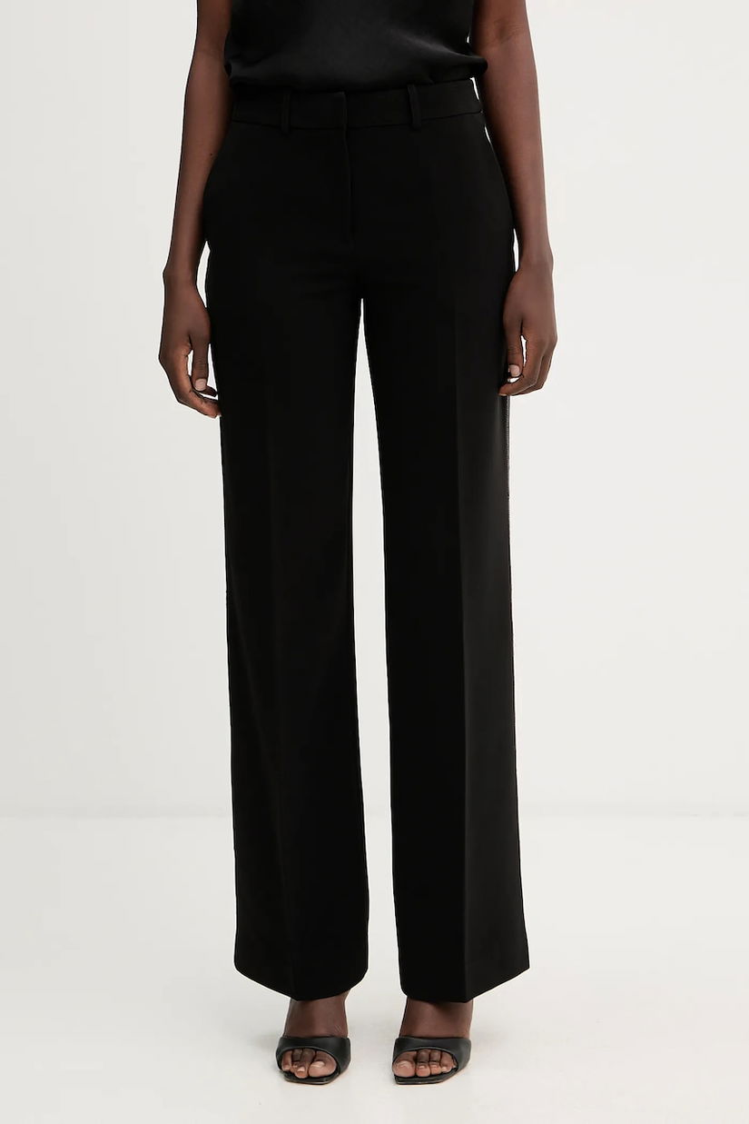 Ermanno Firenze pantaloni culoarea negru, drept, high waist, 57TP024EV0