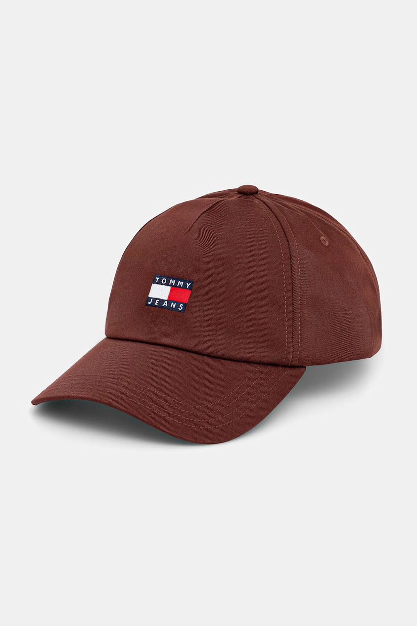 Tommy Jeans șapcă de baseball din bumbac culoarea maro, cu imprimeu, AM0AM12933