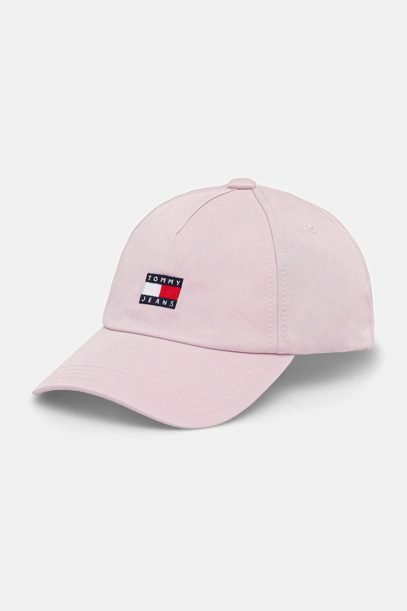 Tommy Jeans șapcă de baseball din bumbac culoarea bej, cu imprimeu, AW0AW16991