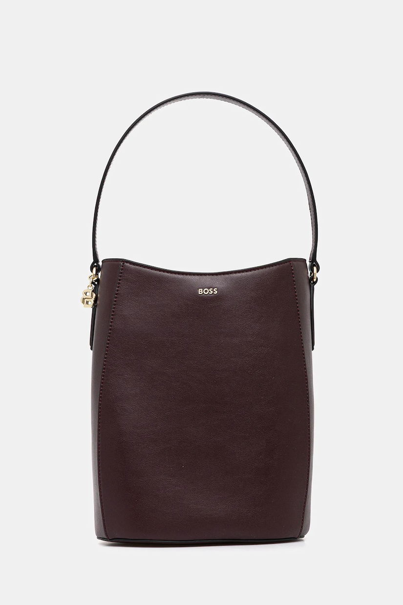 BOSS poșetă de piele culoarea violet, 50552149