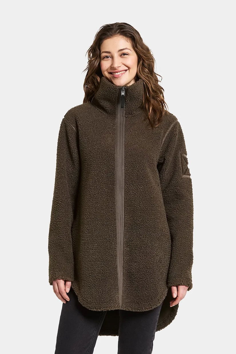 Didriksons hanorac fleece UMI culoarea maro, uni, 505941