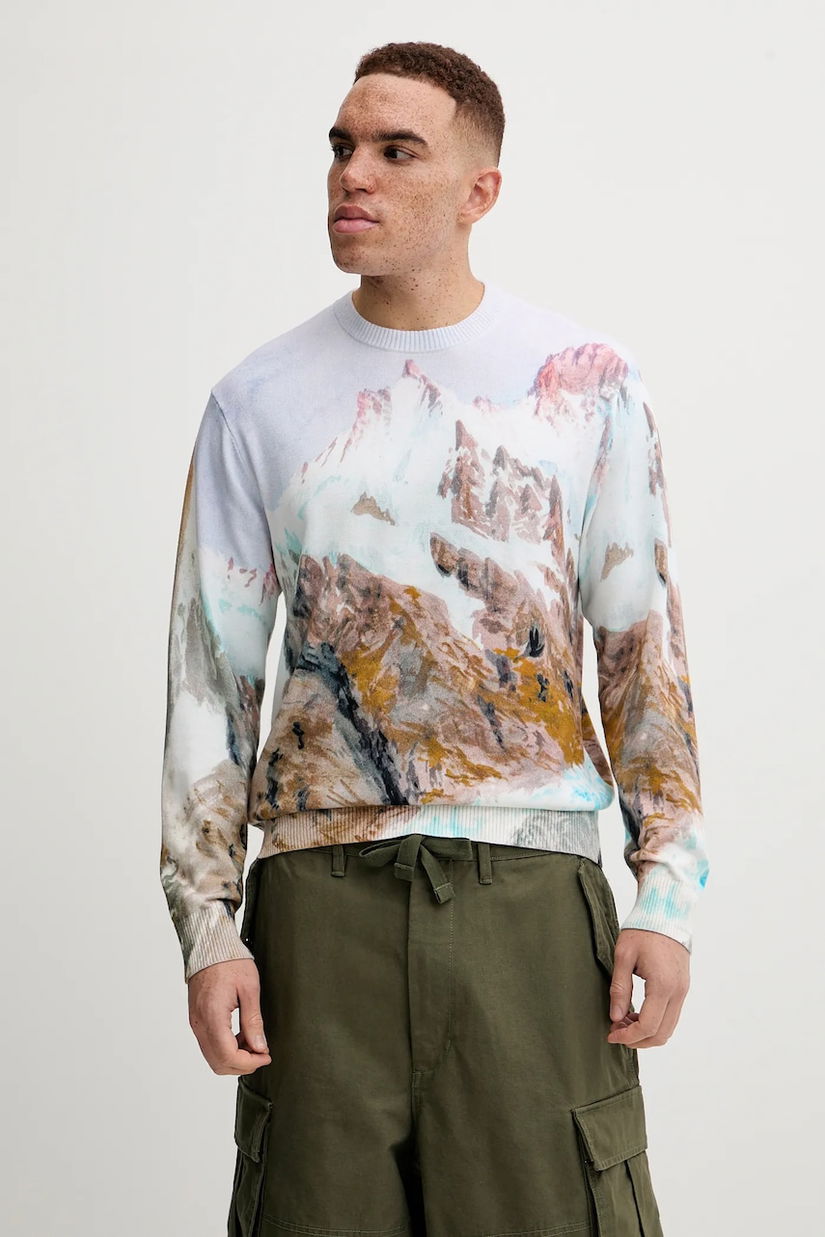 Vans pulover de bumbac Premium Classics LX Printed Knit Sweater light, VN000HMFWHT1