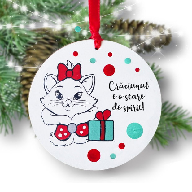 Globuri Craciun personalizate cu personaje si mesaje, pictate manual pe lemn