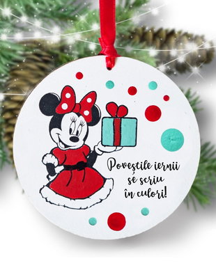 Globuri Craciun personalizate cu personaje si mesaje, pictate manual pe lemn