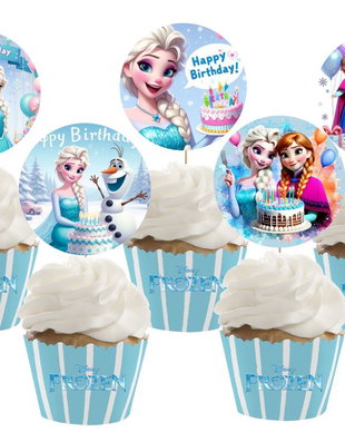 Toppere Elsa Frozen pentru brioșe, tort sau cupcakes