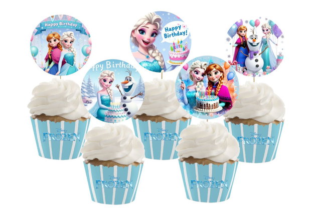 Toppere Elsa Frozen pentru brioșe, tort sau cupcakes