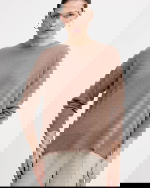 Sisley pulover din amestec de lână culoarea maro, light, 18AYM103K