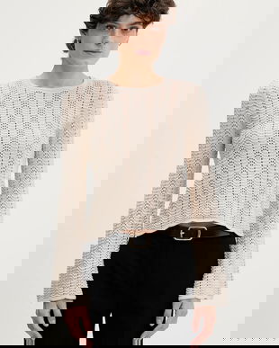 Sisley pulover de bumbac culoarea bej, light, 1494M106O