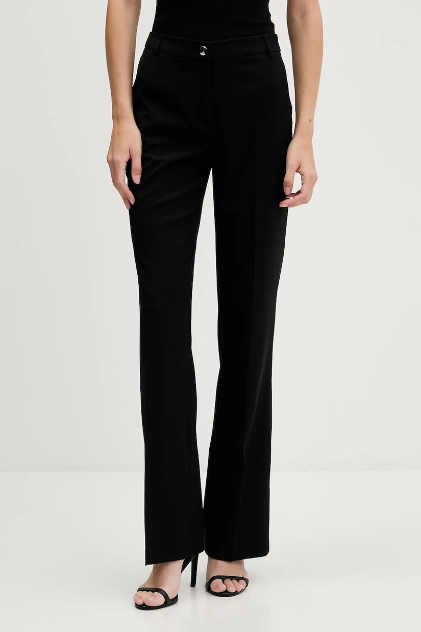 Sisley pantaloni din lână culoarea negru, drept, high waist, 41YPLF083