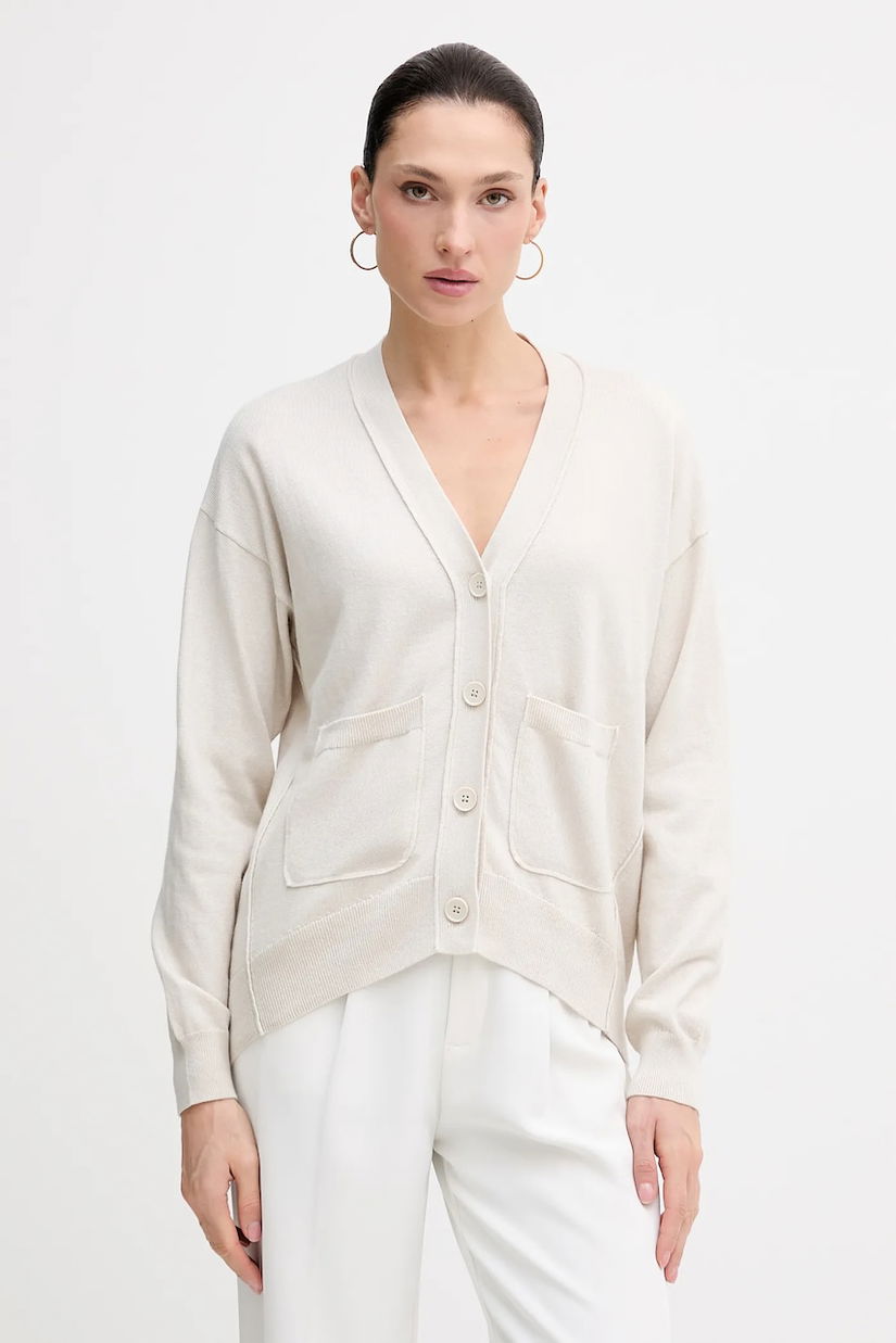 Sisley cardigan din amestec de lână culoarea bej, light, 1KHTM602P