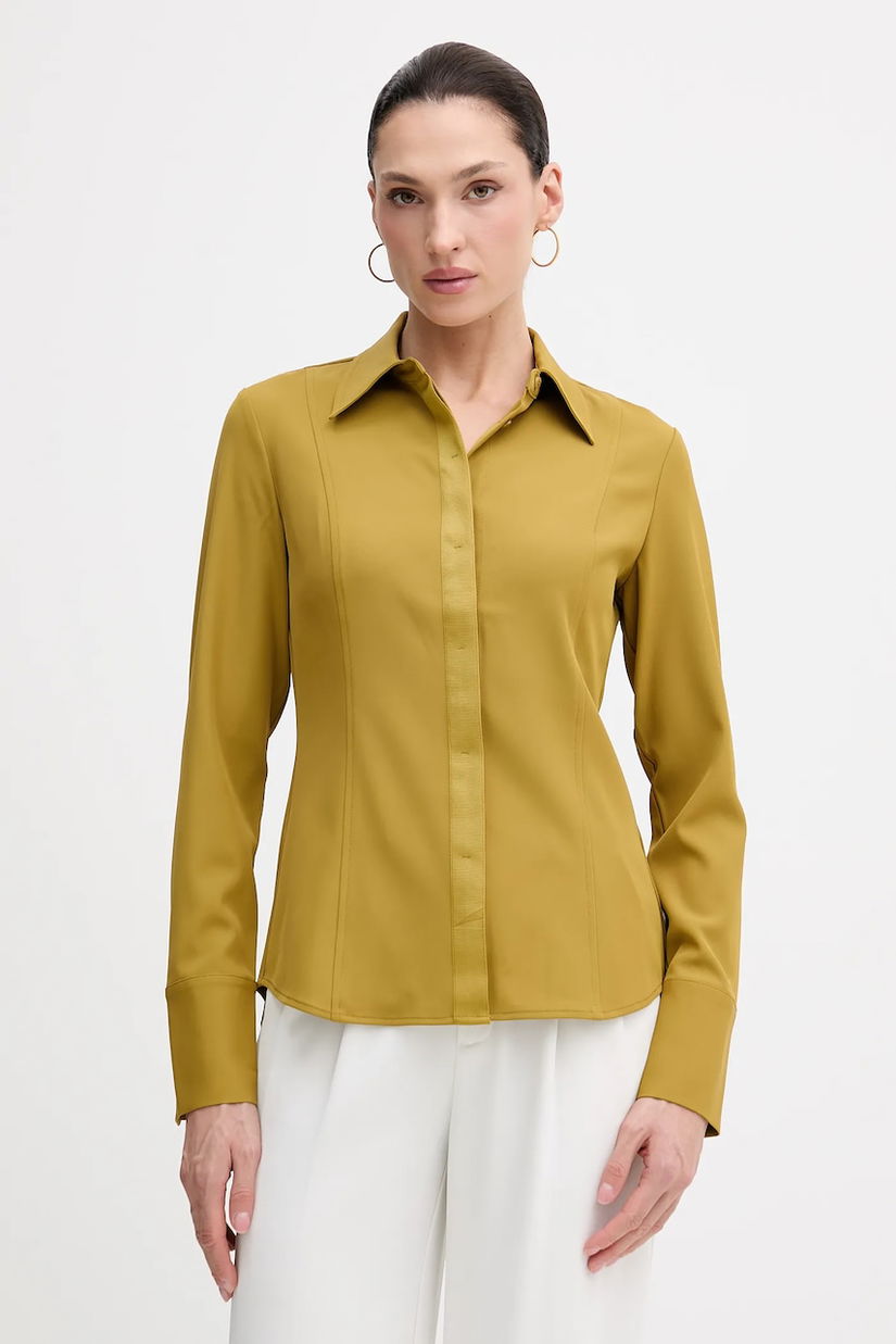 Sisley cămașă culoarea verde, cu guler clasic, regular, 5SLFLQ0A0