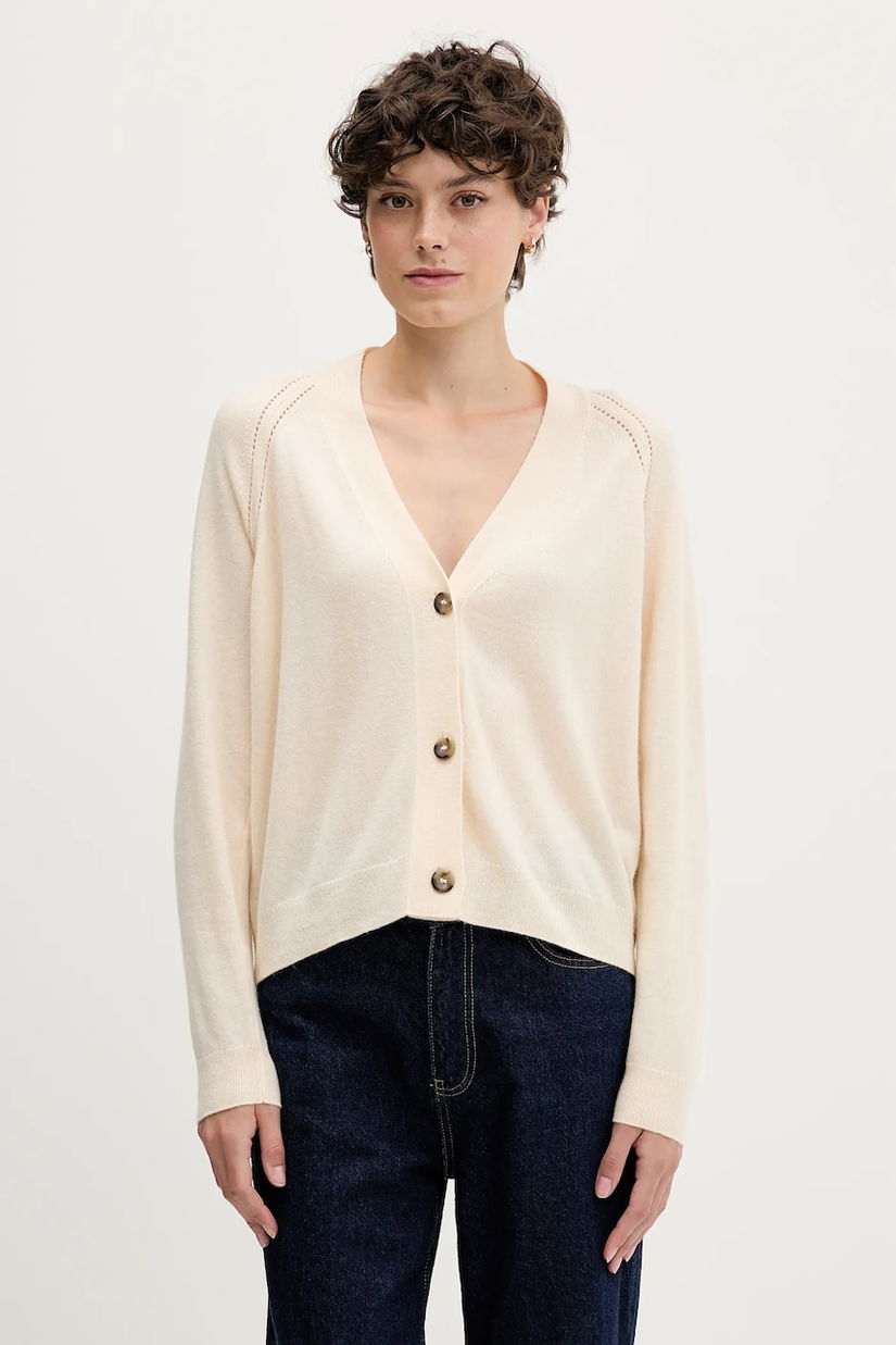 Sisley cardigan din amestec de lână culoarea bej, light, 102HM602Q