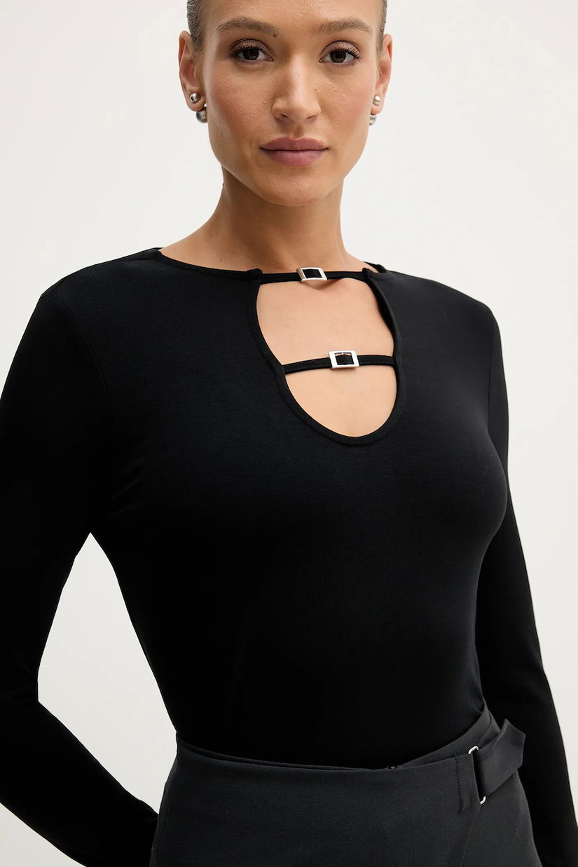 Sisley bluză culoarea negru, uni, 374SL108A