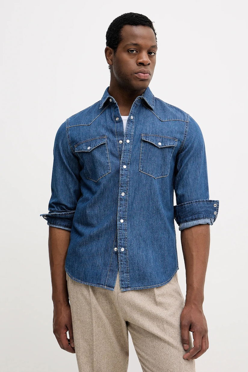 United Colors of Benetton cămașă jeans cu guler clasic, regular, 5RZKUQ036