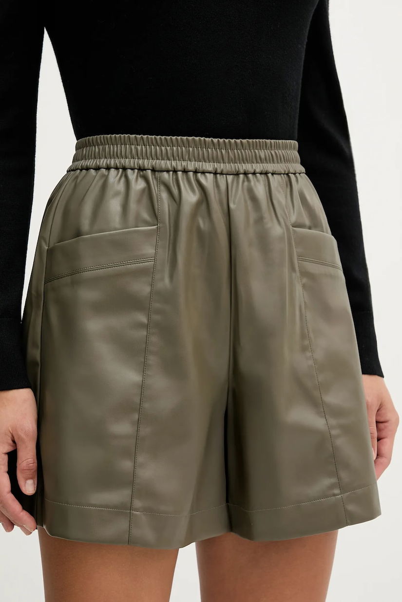 United Colors of Benetton pantaloni scurți culoarea verde, uni, high waist, 4M3CD9029