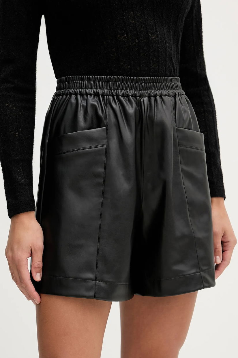 United Colors of Benetton pantaloni scurți culoarea negru, uni, high waist, 4M3CD9029