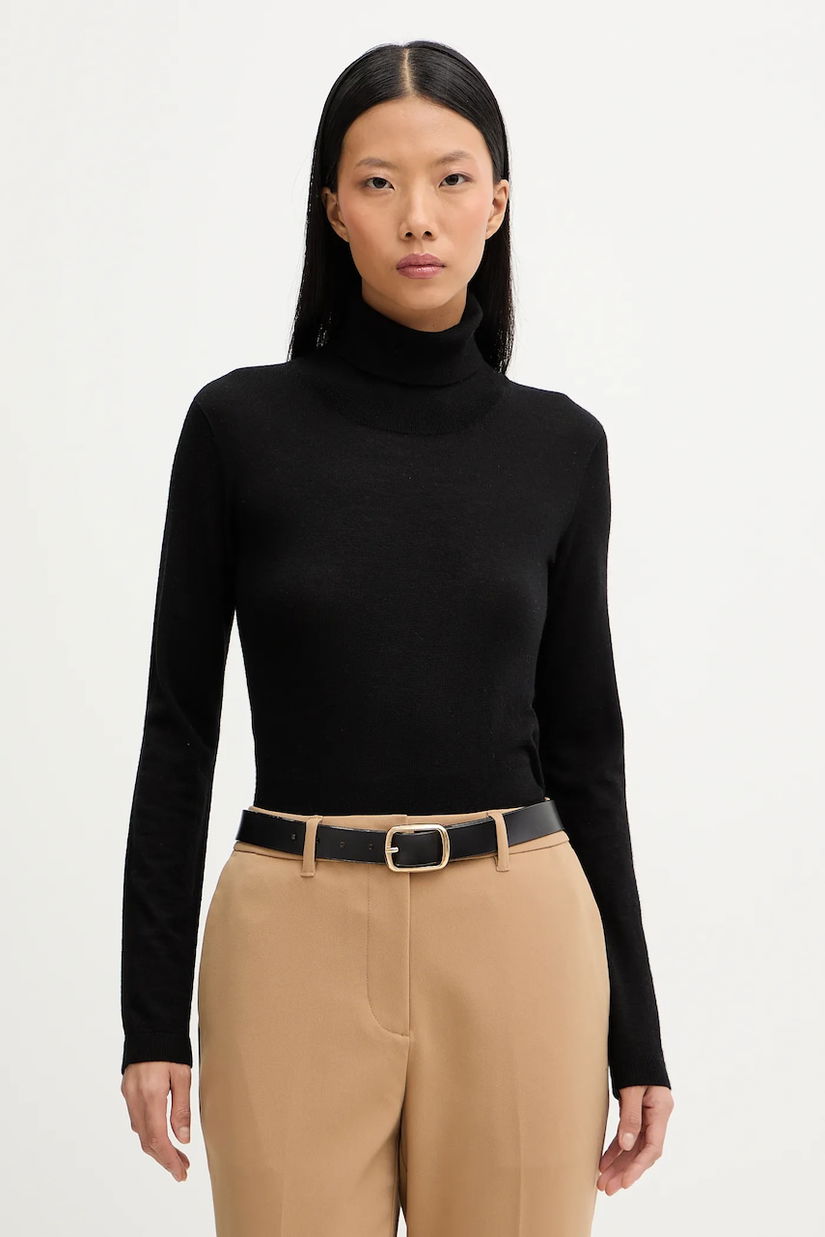 MM pulover de lână ADRIA culoarea negru, light, cu guler, 2526366018600