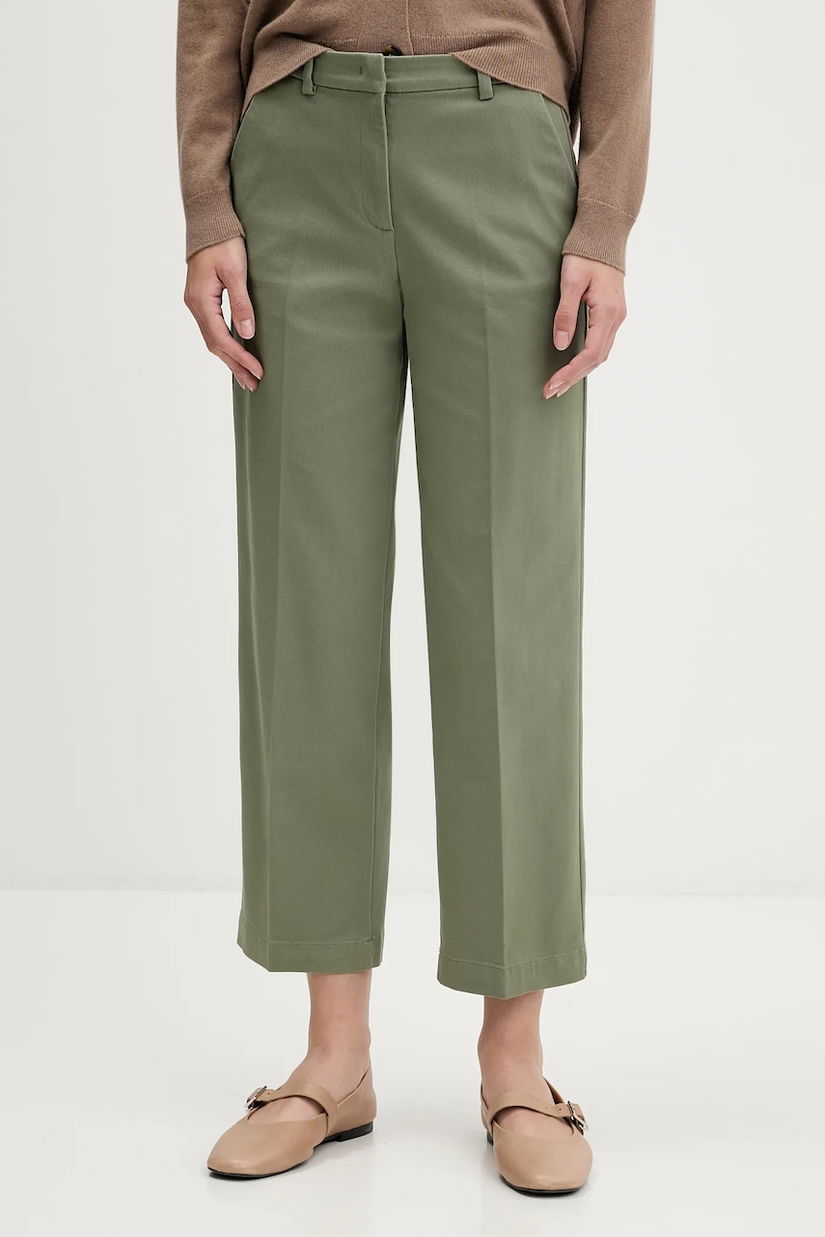 Sisley pantaloni culoarea violet, drept, high waist, 4K2ZLF03V