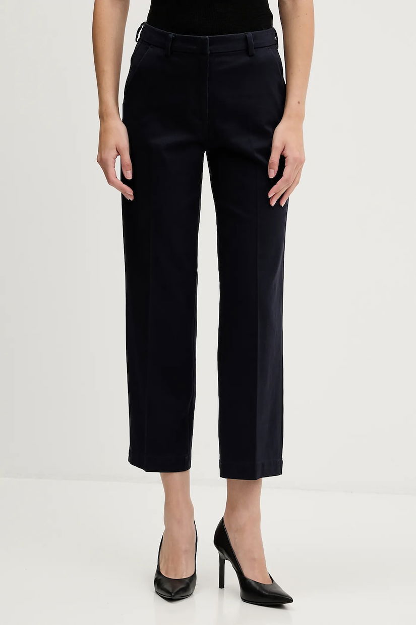 Sisley pantaloni culoarea violet, drept, high waist, 4K2ZLF03V