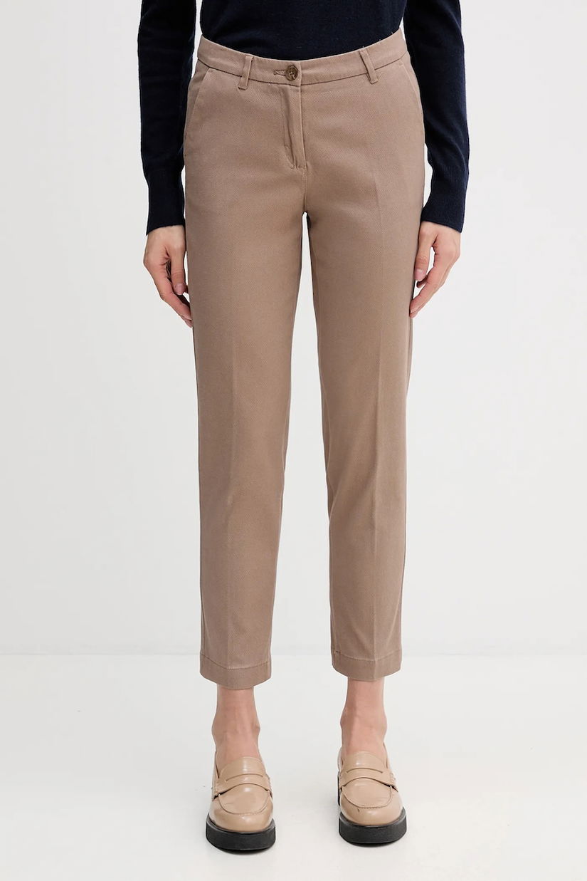 Sisley pantaloni culoarea bordo, fason tigareta, medium waist, 48M855BK7
