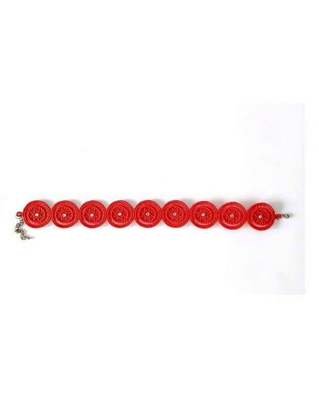 Colier Choker Rosu Brodat cu Cristale