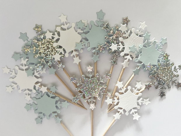 Toppere fulgi de zăpadă decor brioșe tematică Frozen sau iarnă