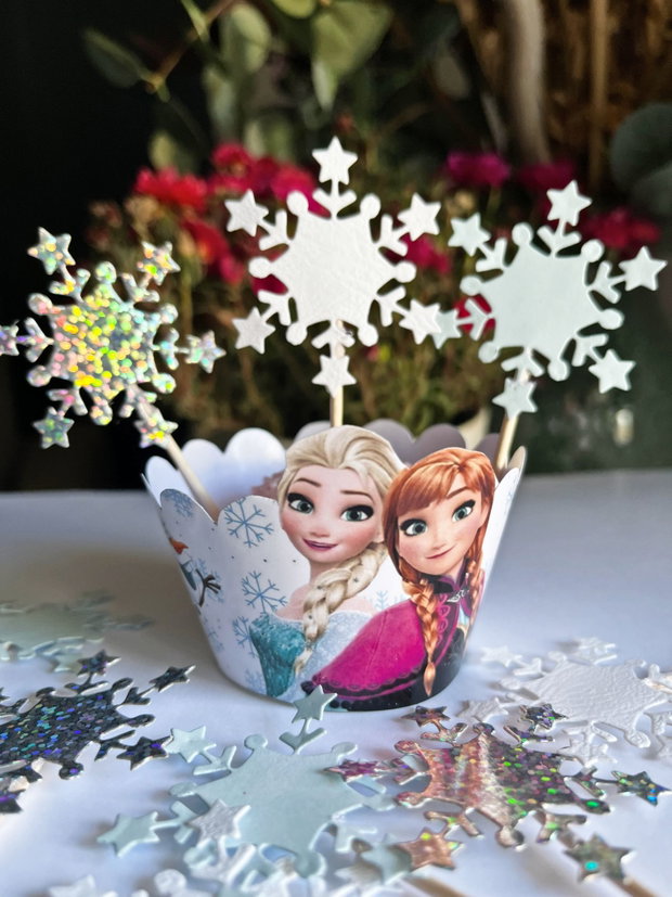 Toppere fulgi de zăpadă decor brioșe tematică Frozen sau iarnă
