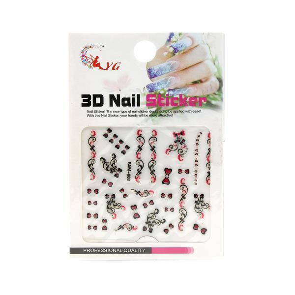 Sticker unghii, Global Fashion, 3D Nail Accessory, FAM-003, Multicolor, 1 set