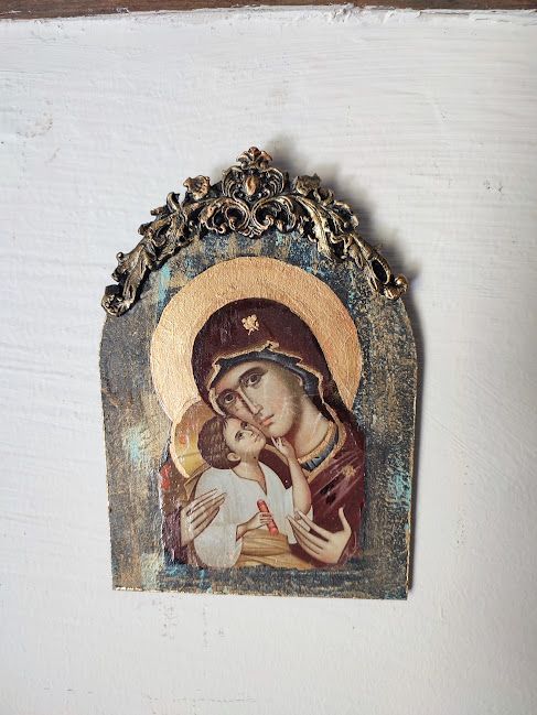 Icoană/Tablou cu Tematică Religioasă,Realizată Manual