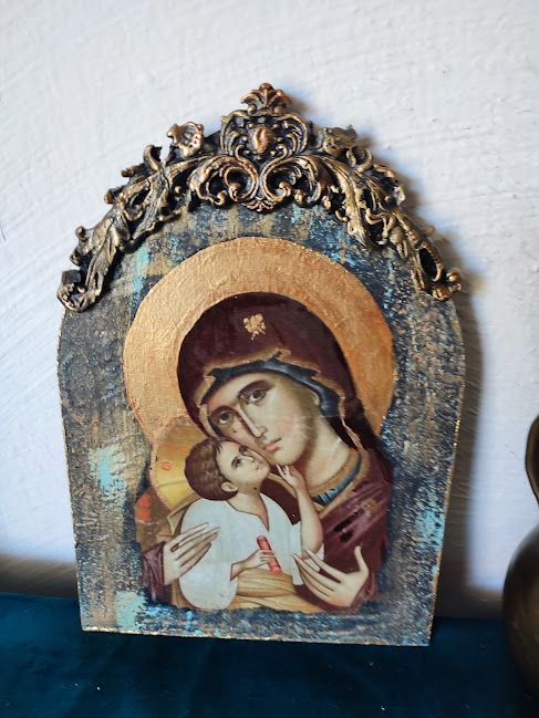 Icoană/Tablou cu Tematică Religioasă,Realizată Manual