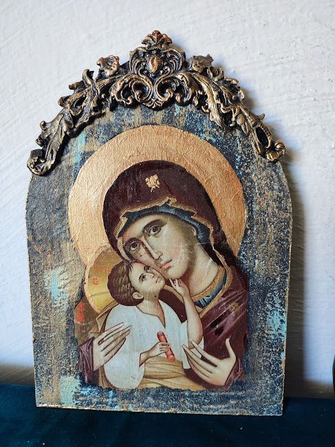 Icoană/Tablou cu Tematică Religioasă,Realizată Manual