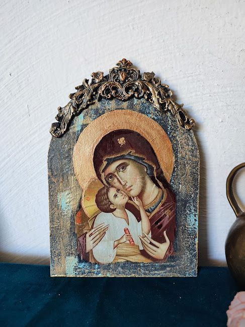 Icoană/Tablou cu Tematică Religioasă,Realizată Manual