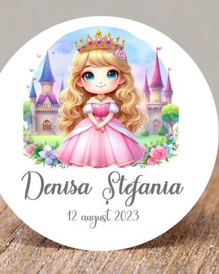 Etichete mărturii botez sau aniversare fetițe  Prințesă, castel și detalii florale