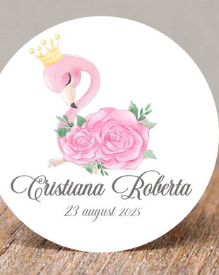 Etichete mărturii botez fetițe Flamingo