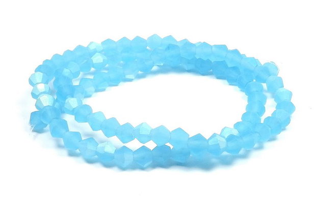 Cristale din sticla, biconice, frosted, AB, 4 mm, bleu-A20