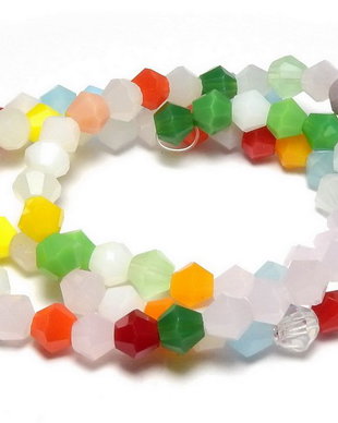 Cristale din sticla, biconice, opace, 4 mm, multicolore