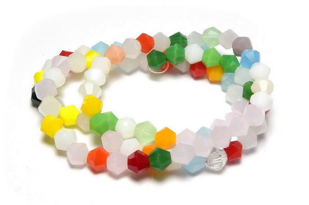 Cristale din sticla, biconice, opace, 4 mm, multicolore