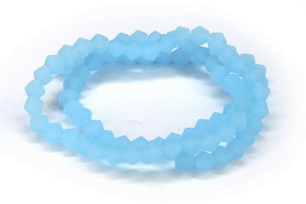 Cristale din sticla, biconice, 4 mm, frosted, bleu-JMB03B