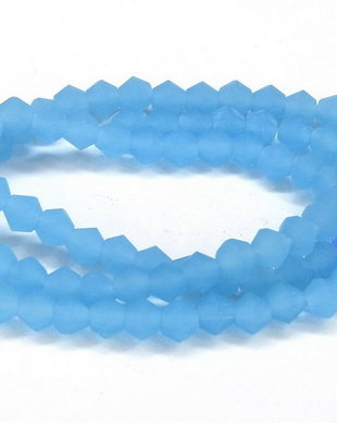 Cristale din sticla, biconice, 4 mm, frosted, aquamarin-JMB03