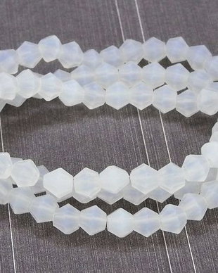 Cristale din sticla, biconice, 4 mm, frosted, transparente-JMB05