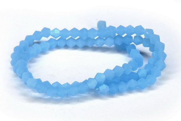 Cristale din sticla, biconice, frosted, AB, 4 mm, bleu-A03B