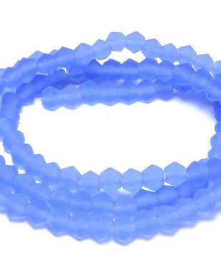 Cristale din sticla, biconice, frosted, 3 mm, albastre