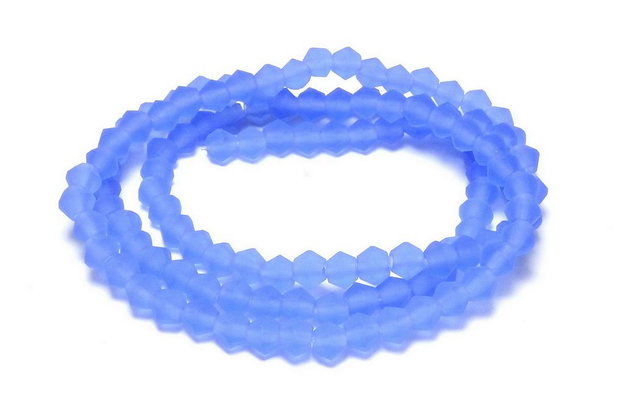 Cristale din sticla, biconice, frosted, 3 mm, albastre