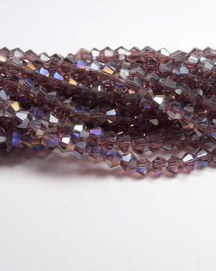 Cristale din sticla, biconice, 3 mm, transparente, AB, purpurii