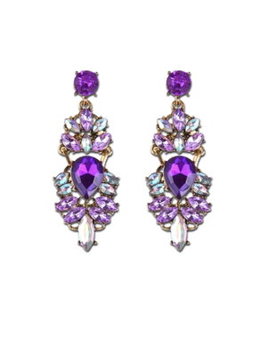 Cercei eleganti Amethyst Glam, cu cristale mov, design unic