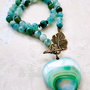 Colier vintage inima agate verzi