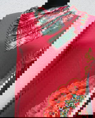 Desigual-Bluza cu guler si aplicatii