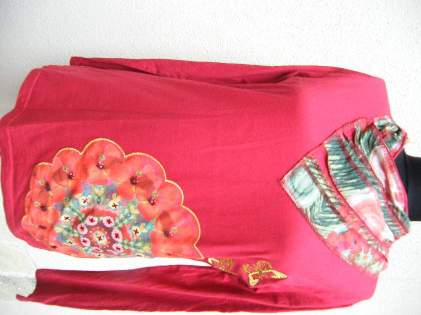 Desigual-Bluza cu guler si aplicatii