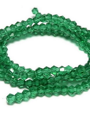 Cristale din sticla, biconice, 2 mm, verde smarald
